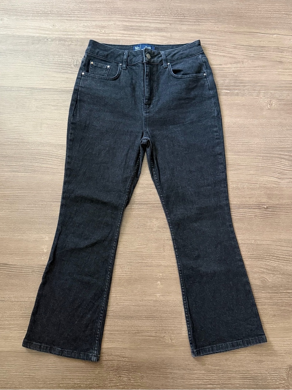 Boden R0184 Fitted Cropped Flare Jeans Womens 8 Black High Rise